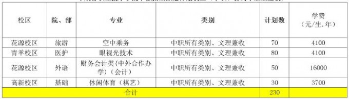 2017年成都職業(yè)技術(shù)學(xué)院?jiǎn)为?dú)招生計(jì)劃表